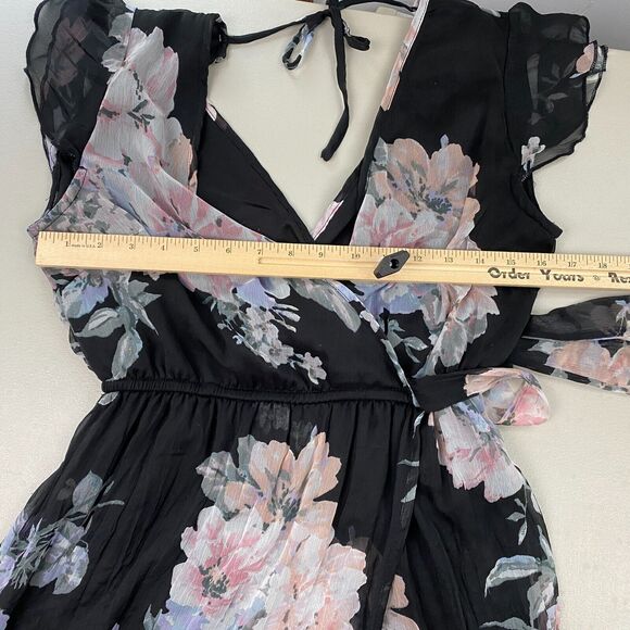 Band of Gypsies Maxi Dress Women Small Black Floral Sheer Cottagecore Moissanite - Picture 8 of 15